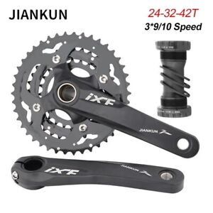 MTB Bicycle Crankset 24-32-42T Triple Chainrings 170mm Crank for 3*9 3*10 Speed