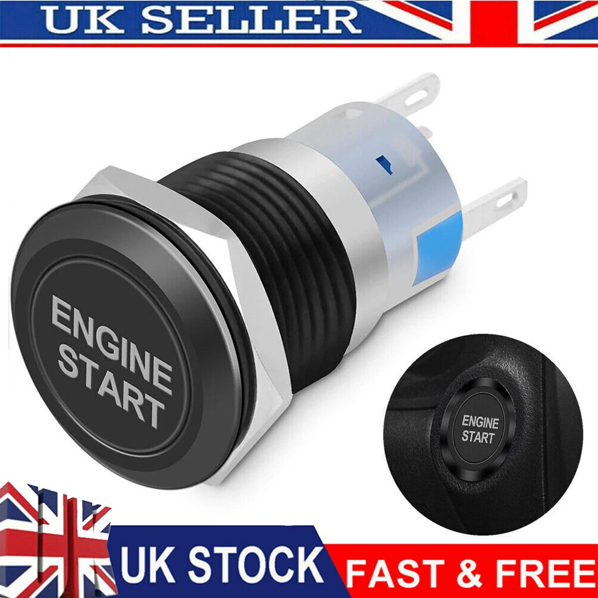 Stop Start Button Cover Car Push To Start Button Rocker Ball-bar Engine ...