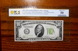 1934 $10 Federal Reserve Note LGS 💲 PCGS 50 - Picture 1 of 4