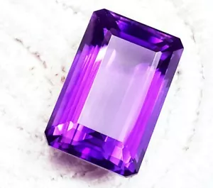 Emerald Cut Natural Violet Amethyst 48.70+ Ct Certified Loose Gemstone Free Gift - Picture 1 of 7