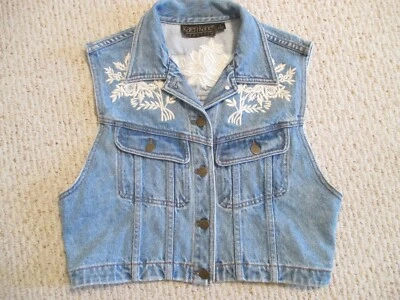 Chaleco Vaquero Karen Kane Bordado Boho/Hippie Recortado Talla M    Foto 1 de 2