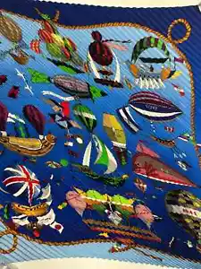 Hermes Scarf 'Les Folies du Ciel' Plisse Foulard Pleated ICONIC - Picture 1 of 13