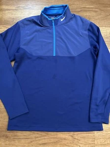 Nike Golf Jacket Mens Medium Blue Zip Up Performance Collared E523 Sweater Flaw - Picture 1 of 14