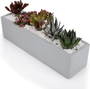 15 Inch Rectangular Cement Planter Concrete Succulent Planter Windowsill Box - Picture 1 of 12