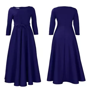 Maxi Vestido Para Mujer Manga 3/4 Envolvente Cinturón Negocios Informal Línea A Plisado Vestido - Imagen 1 de 25