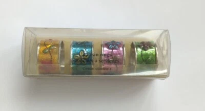 Кольца для салфеток Pier 1 с цветочным узором из блестящего индийского металла 4 шт. разноцветные - Изображение 1 из 4