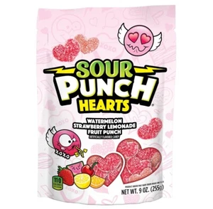 Sour Punch Herzen Valentinstag Süßigkeiten, 9 Unzen Wassermelone Erdbeere Limonade Obst P - Bild 1 von 1