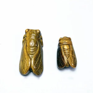 Raw Natural Tiger's Eye Stone Carved Cicada Quartz Crystal Pendant Healing Reiki - Picture 1 of 14