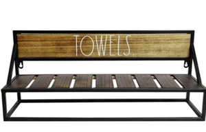 Rae Dunn "Handtücher" Holz & Metall Badregal Landhaus Deko Handtuchhalter NEU - Bild 1 von 2