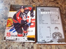 2006-07 TYLER SHATTOCK SIGNED KAMLOOPS BLAZERS PLAYER CARD ST. LOUIS BLUES