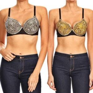 Bralette Gold Nieten Strass Bralette Silber Bralette Glitzer BH - Bild 1 von 6