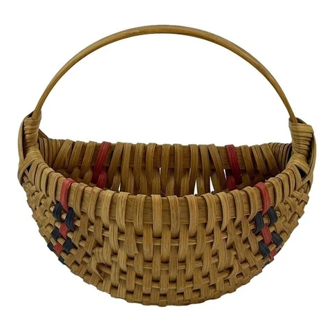 Vintage Wall Hanging Basket Pocket Plant Mail Holder Blue Red Boho Cover