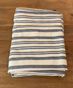 Pottery Barn Antique Blue Stripe Print Linen/Cotton Rod Pocket Curtain 50x84 - Picture 1 of 5