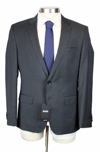 Boss Suit 38 S Mens Solid Dark Grey Wool Slim Fit Huge Genius 2 Piece Two Button - Picture 1 of 15