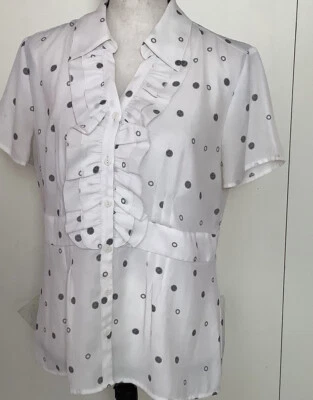 Blusa con botones JM Collection semi transparente con volantes manga corta talla 8 Foto 1 de 4