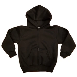 Plain Blank Kid Youth Child size Jacket zip up zipper Hoodie BLACK - Picture 1 of 2