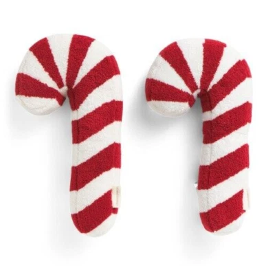 Juego de 2 almohadas de bastón de caramelo Cynthia Rowley rojo y blanco remolino 16" Foto 1 de 4