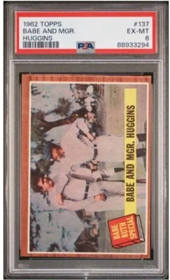 1962 Topps - #137 Babe Ruth & Manager PSA 6 EX-MT New Label - Green Tint - Image 1 of 2