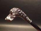 Antique Walking Stick Men's Cane Silver Handle Dog Head Unisex Traditional