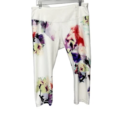 Nuevo Calia Carrie Underwood Talla XL Blanco Acuarela Floral Legging Recortado Capri Gimnasio Foto 1 de 4