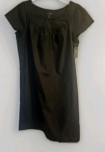 Daisy Fuentes Dress Size M Black Cap Sleeves Pockets Loose Fit Minimalist Cotton - Picture 1 of 4