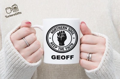 HANDMADE Personalised Northern Soul SKA Music Coffee, Tea Mug and Coaster. ANYNAME