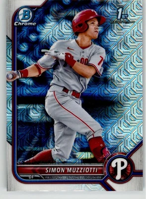 Simon Muzziotti 2022 Bowman Chrome Prospects Mojo Refractors BCP-40 Phillies 1st - Image 1 of 2