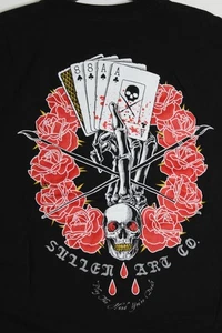 Sullen Art Collective Play Hand Skull Poker Roses Black Tee Shirt Mens 2XL XXL - Picture 1 of 5