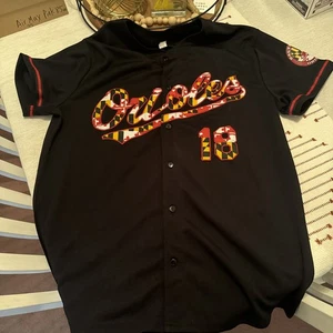 The Elev1n Group Jersey Shirt Mens XL Button Up MLB Baltimore Orioles #18 Black - Picture 1 of 5