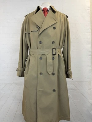 Винтажный Brooks Brothers мужской бежевый хлопок шерсти зимний плащ 44R $1,395 - Изображение 1 из 4