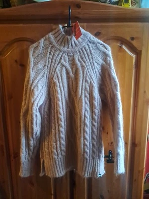 Brand New Superdry Jumper Women's Small High Neck Cable Knit Alpaca Wool Jumper - Image 1 of 4