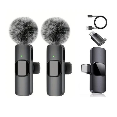 Wireless Lavalier Microphone Audio Video Recording Mini Mic For Android, iPhone - Image 1 of 3