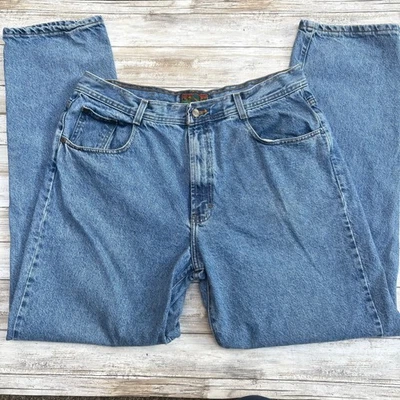  复古结构牛仔裤 38L x 34 中号水洗蓝色牛仔布  — 第 1/4 张图片