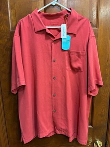 NWT Tommy Bahama Camp Shirt Mens XXL Red Ginger Island Zone Royal Bermuda - Picture 1 of 10