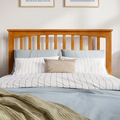 Mission Full Wood Headboard with Attachable Charger in Light Toffee - Image 1 of 4