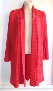 Chico’s Travelers Collection offene Strickjacke Stretch-Nylon, rot, 2 (12-14), neu ohne Etikett - Bild 1 von 3