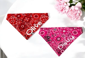 Valentines Day Dog Bandana Over the Collar Personalized Bandanas Valentine Red - Picture 1 of 21