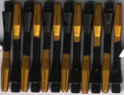 1,5 pulgadas. Varillas de dardos de aluminio de dos tonos negro y dorado: 3 por juego Foto 1 de 4