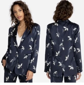 Johnny Was Jaya Crane Print One Button Silk Relaxed Blazer Size XS. 548 $ Neu mit Etikett - Bild 1 von 4