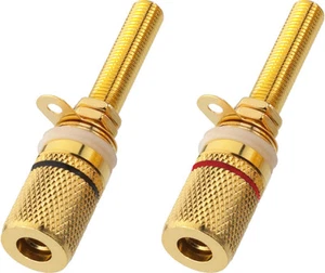 Monacor BP-500G LS-Polklemmen-Paar Für Holzgehäusebis 25mm-vergoldete 090257 - Afbeelding 1 van 2
