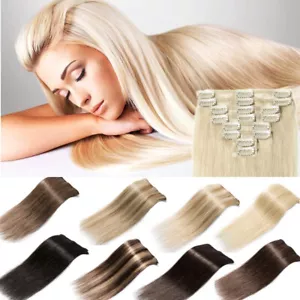 8 pezzi clip in remy extension capelli umani testa piena prezzo economico USA mix 8"-24" pollici - Foto 1 di 30