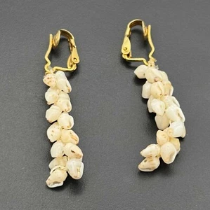 Vtg Momi Pikake Niihau Shell Earrings Clip-On 1.33" Long (TuR-25-2) - Picture 1 of 5