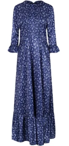 Lindy Bop Paisley Dress Blue Vintage Boho Hippy 1970s Maxi Dress BNWT Size 12 - Picture 1 of 4