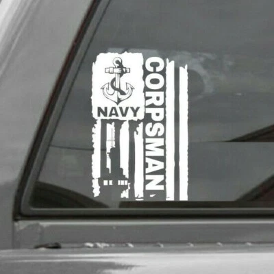 ORACAL DISTRESSED UNITED STATES NAVY FLAG CORPSMAN VINYL DECAL STICKER U.S. NAVY