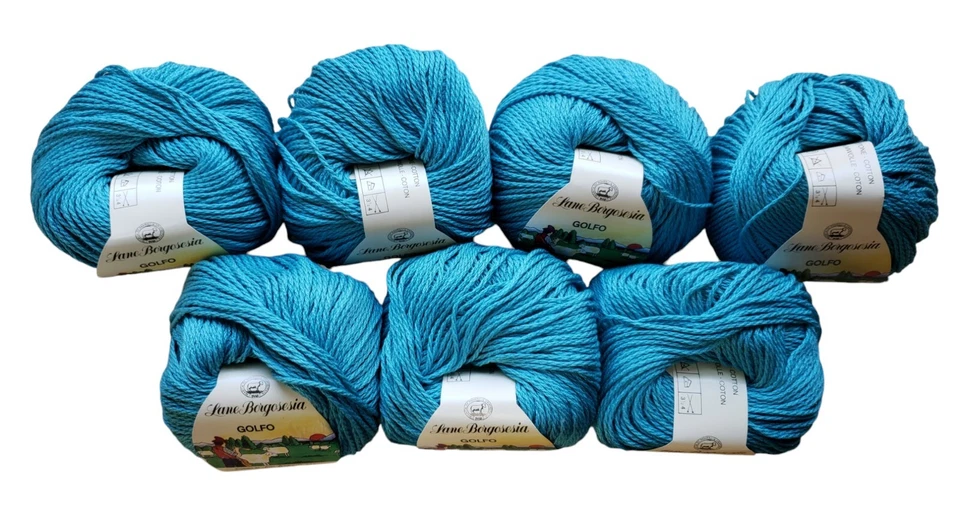 Lote de 7 Fios Golfo Lane Borgosesia Azul #6 100% Algodão Feito na Itália 50g - Imagem 1 de 4