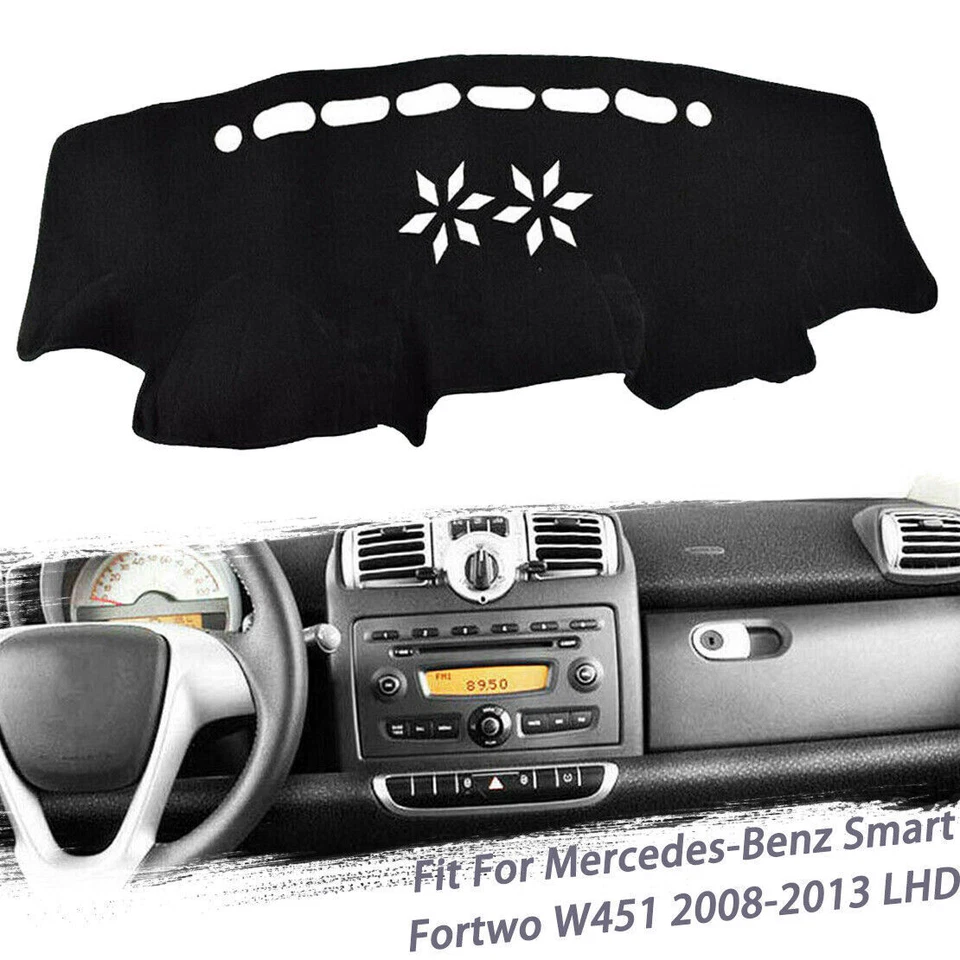 For Smart Fortwo W451 2008-2013 black Non-slip Dash Board Mat Dashboard Carpet Foto 1 de 4