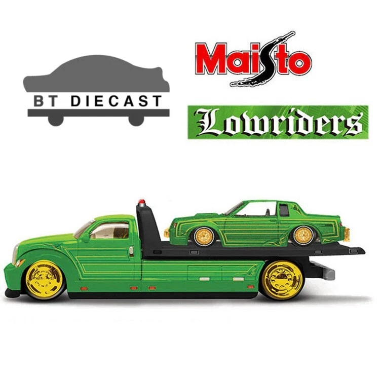 MAISTO FLATBED & 1987 BUICK REGAL T-TYPE GREEN "LOWRIDERS" 1/64 MAISTO 15055-25B