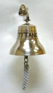 NAUTICAL Marine NAVIGATION 8"Tall Solid Brass TITANIC SHIP BELL with CORD RINGER - Imagen 1 de 1