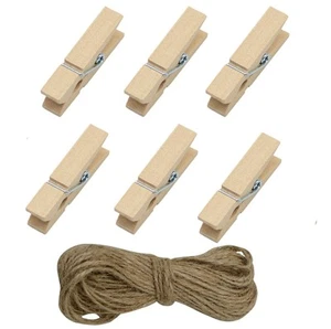 Wooden Clothes Pins, 100pcs Wood Color 1.3Inch (3.5cm) Small Wooden Chip Clips - Picture 1 of 8
