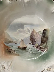 Antique Berry Bowl Marked RS Prussia 10.5” Old Man in Mountain Scene - Picture 1 of 8